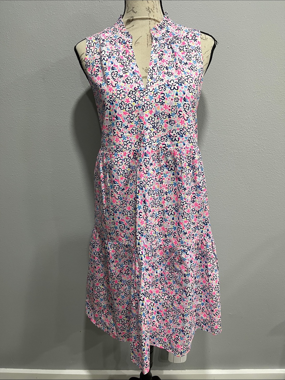 Lilly Pulitzer Sleeveless Floral Tiered Pink Shift Dress
